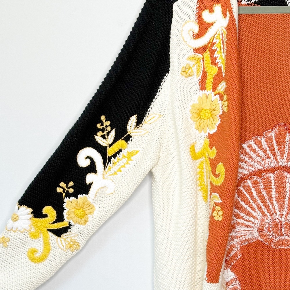 Soft Surroundings Womens Size 1X Floral Embroidered Cotton Cardigan Sweater - Picture 5 of 11